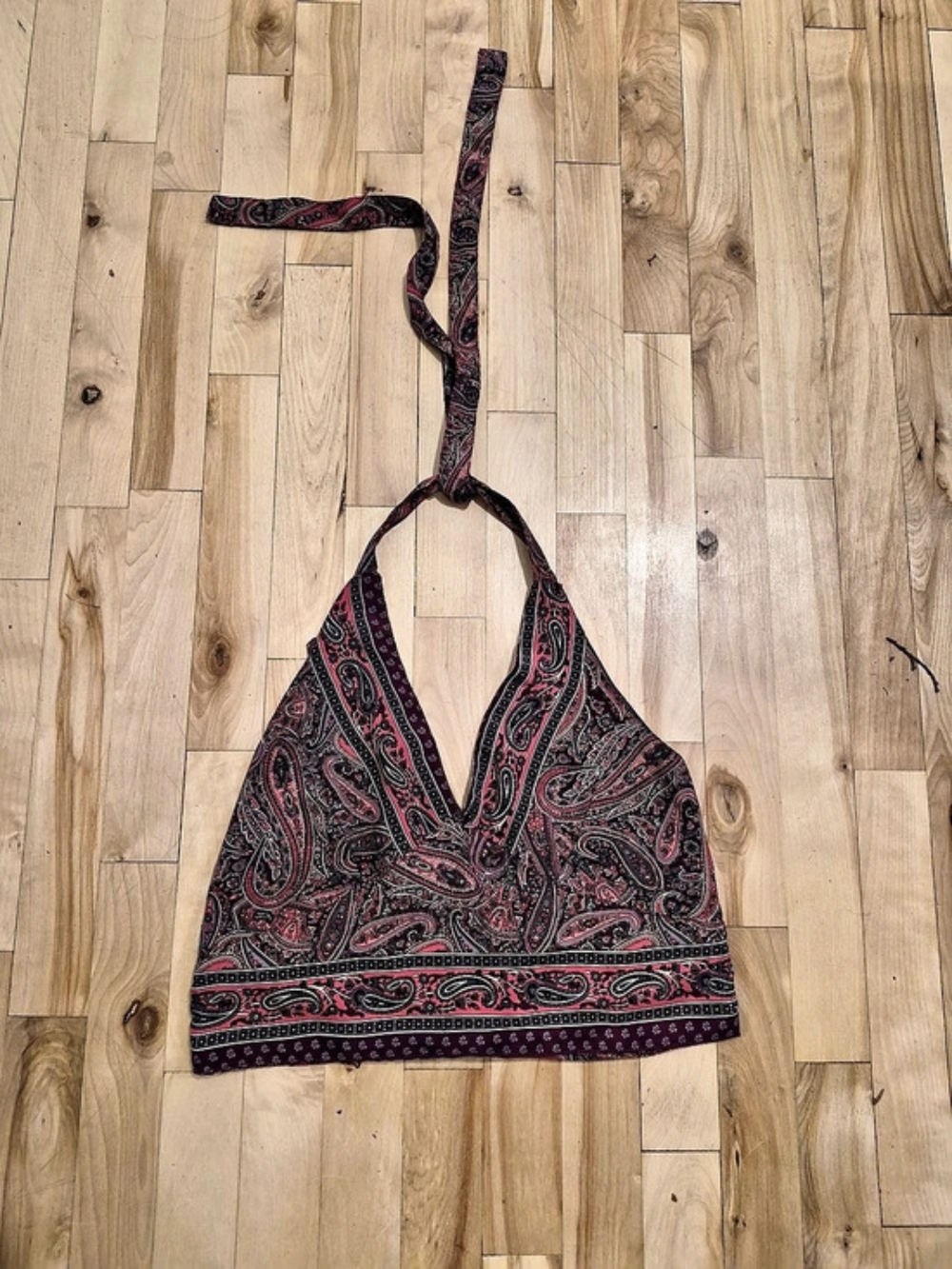 Paisley Halter Top in Red & Black Like New